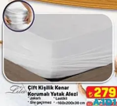 LİLA ÇİFT KİŞİLİK KENAR KORUMALI YATAK ALEZİ 160X200X30 CM
